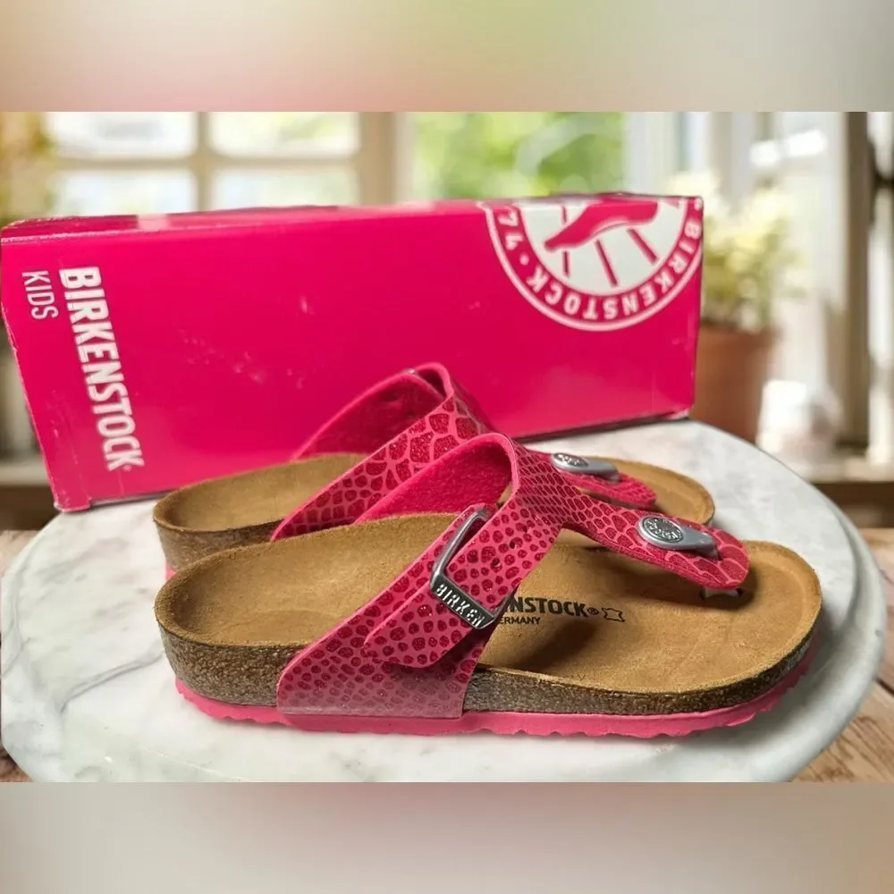 NEW • Birkenstock • Gizeh Magic Snake Pink Slip-on Sandals EU 30